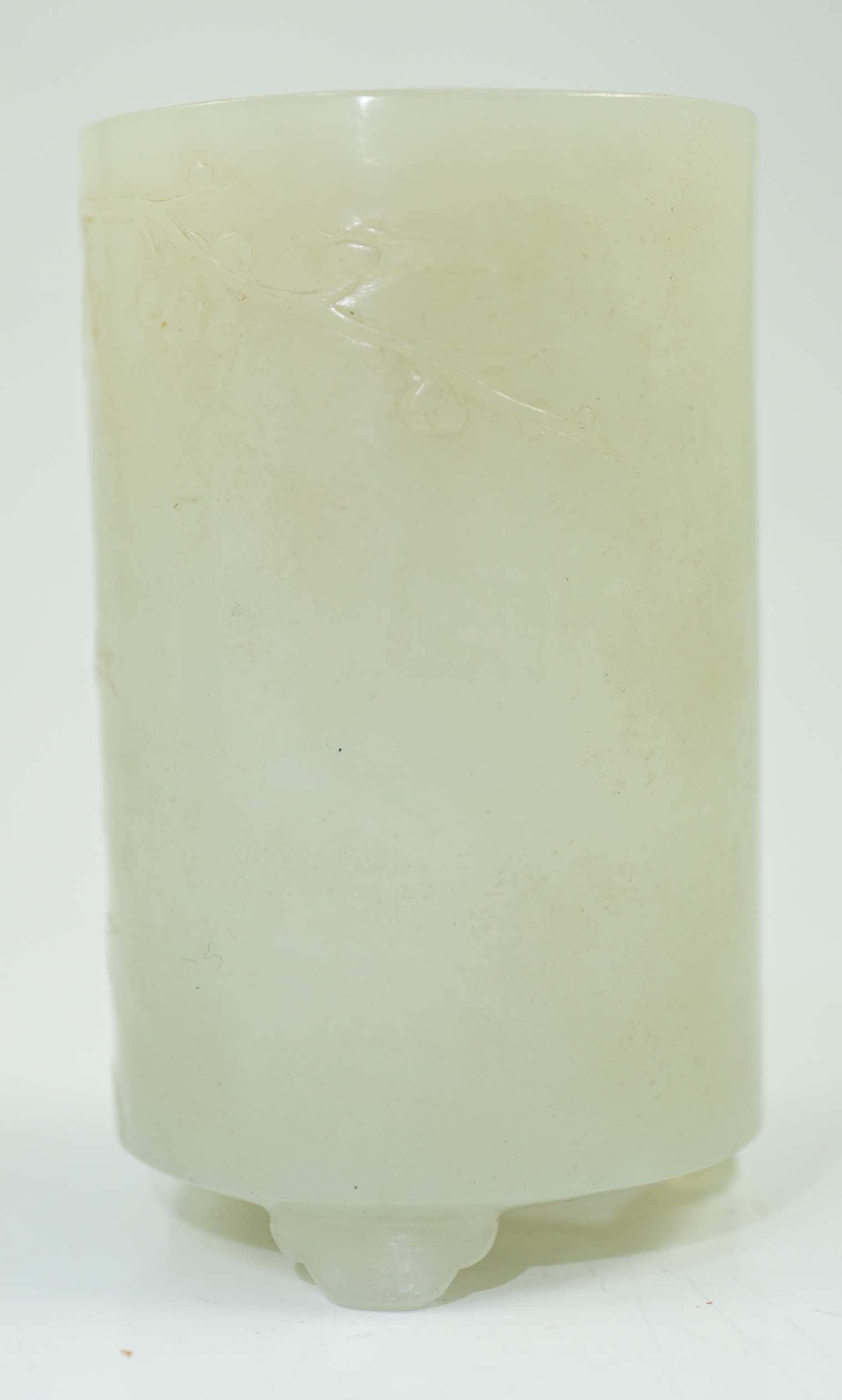 A small Chinese pale celadon jade brushpot, 19th century